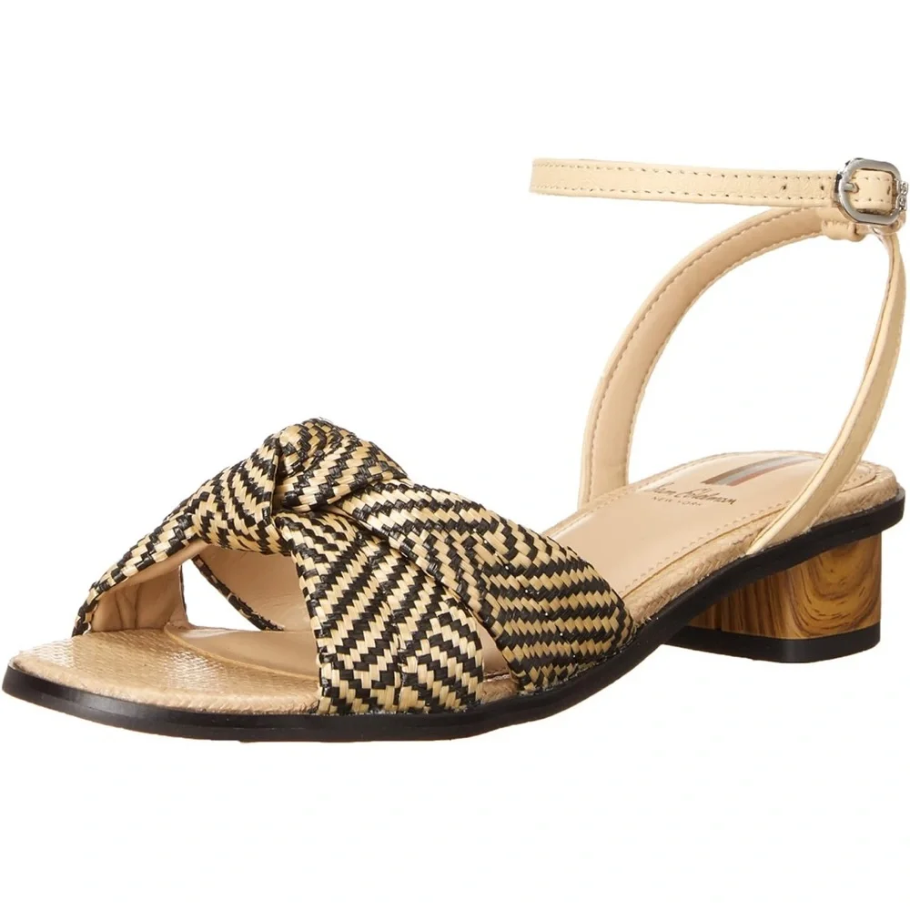 Sam Edelman Ingrid Mini Natural Black Block Heel Sandal Girls Size 11